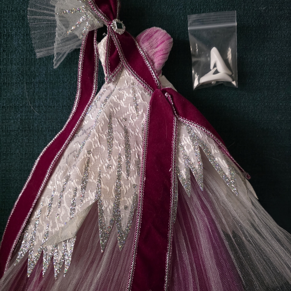 Barbie - Elegant Burgundy and Silver Dress with Tulle